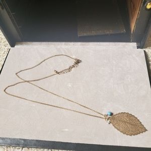 Long Gold Leaf Neckclace